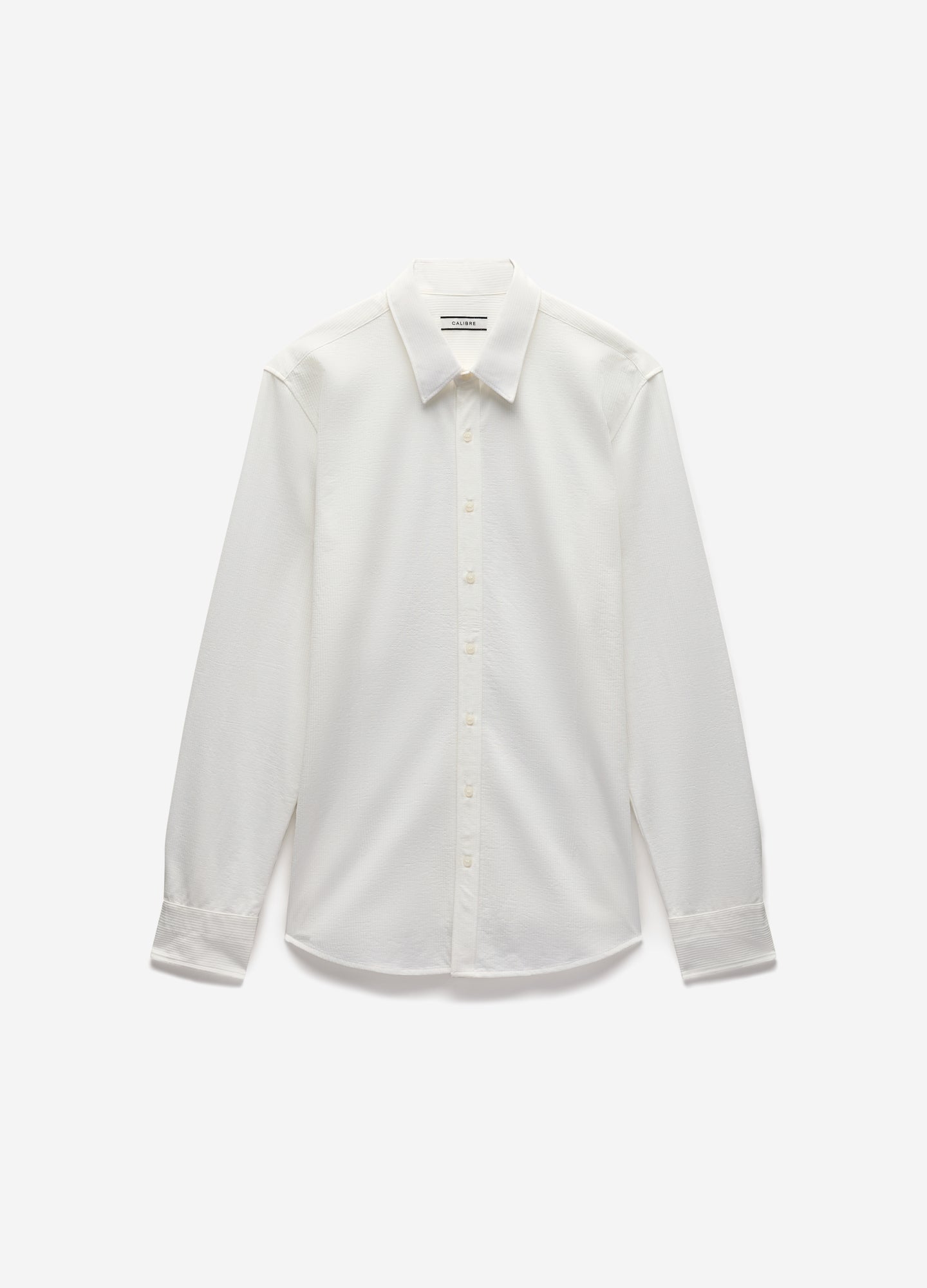 Textured Knit Stretch Shirt Off White