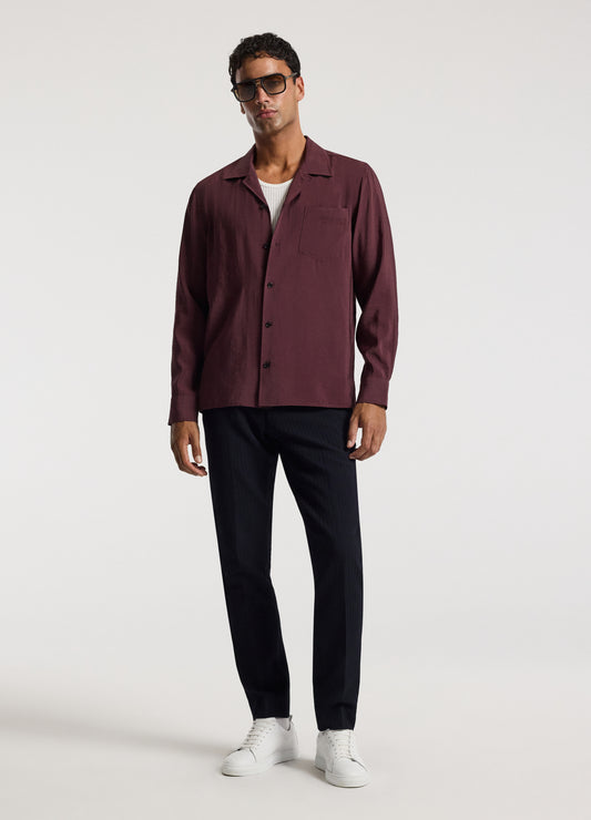 Camp Collar Long Sleeve Shirt Oxblood