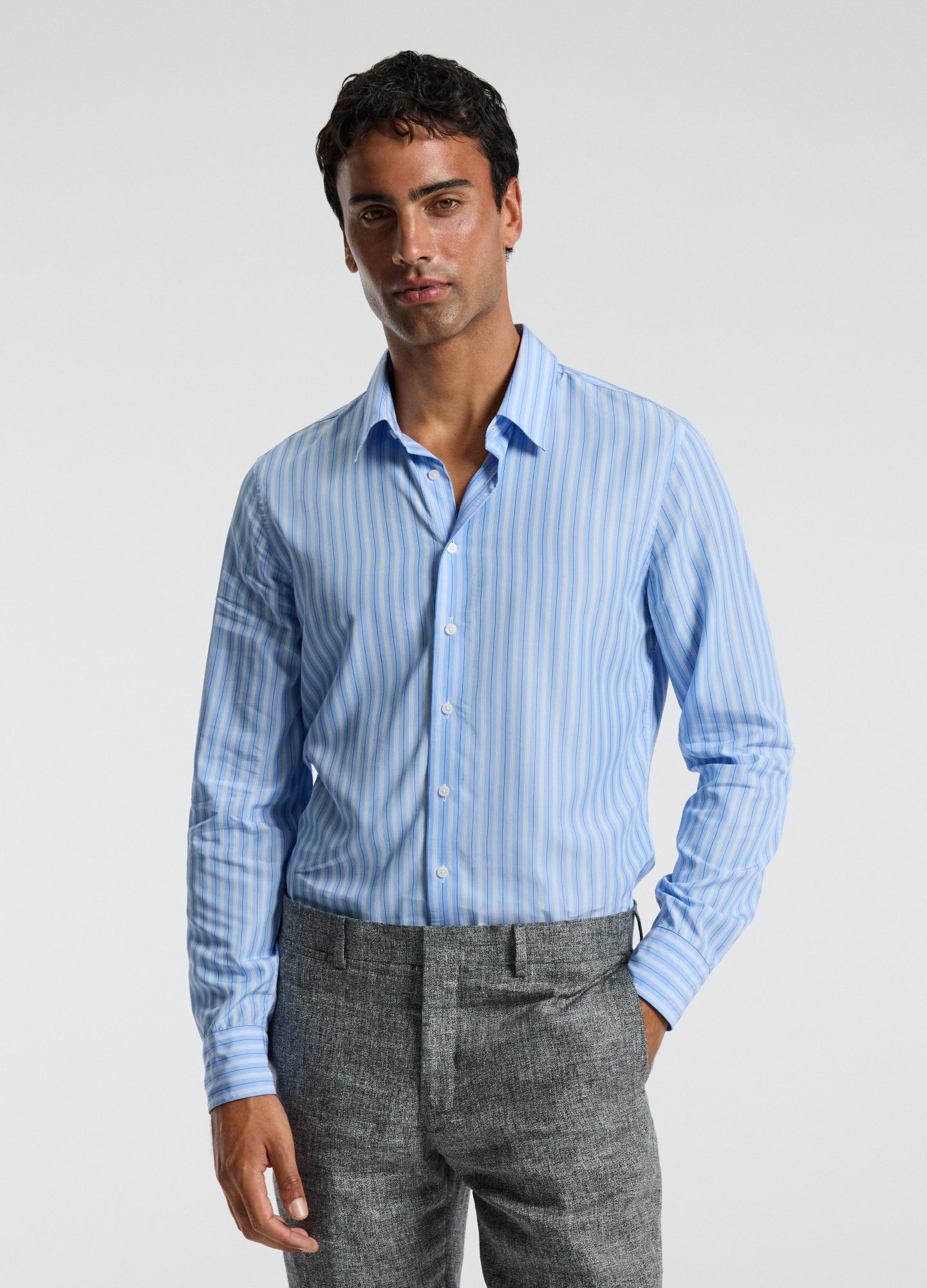 Fluid Stripe Shirt Pale Blue