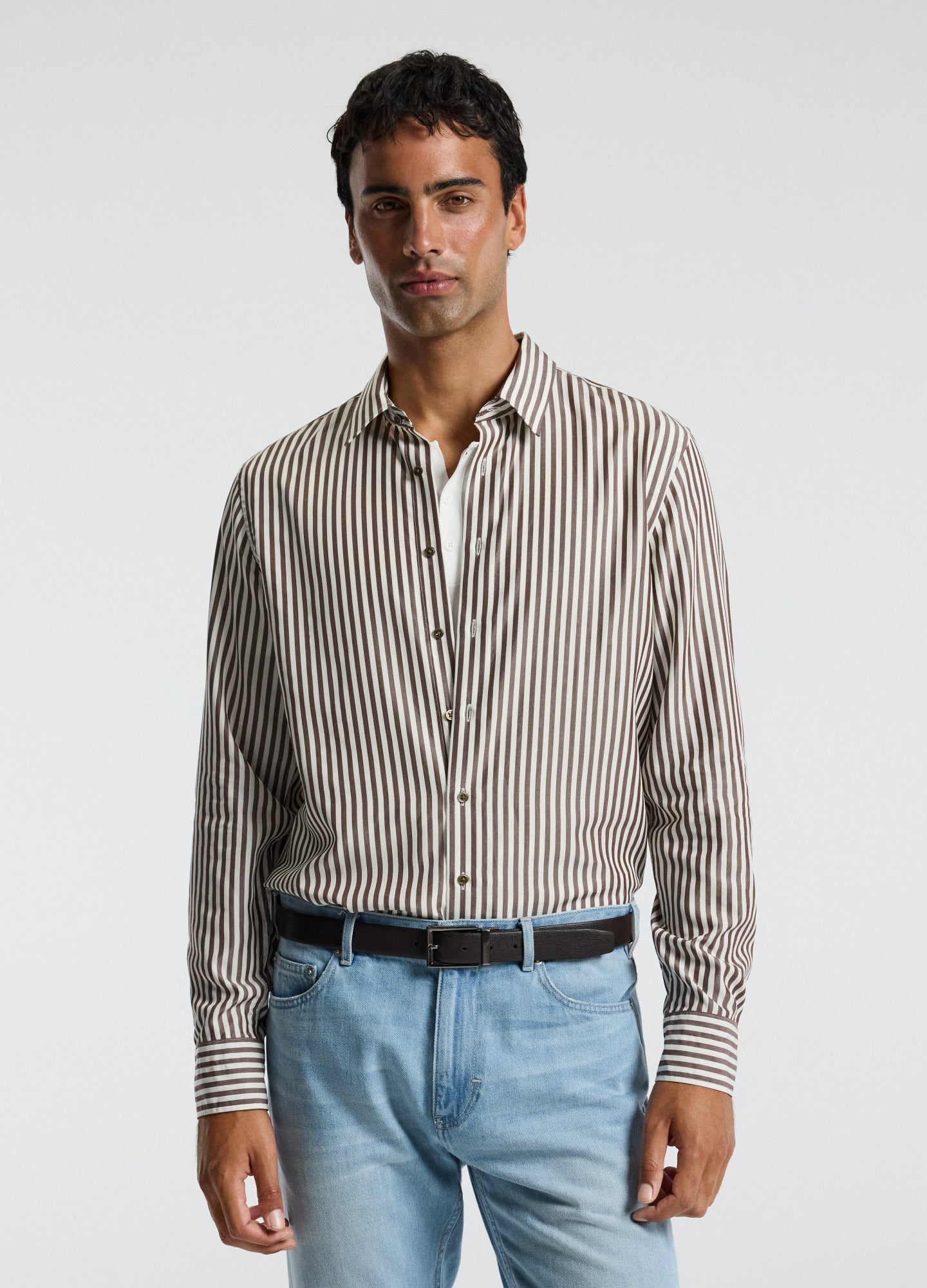 Fluid Stripe Shirt Chocolate