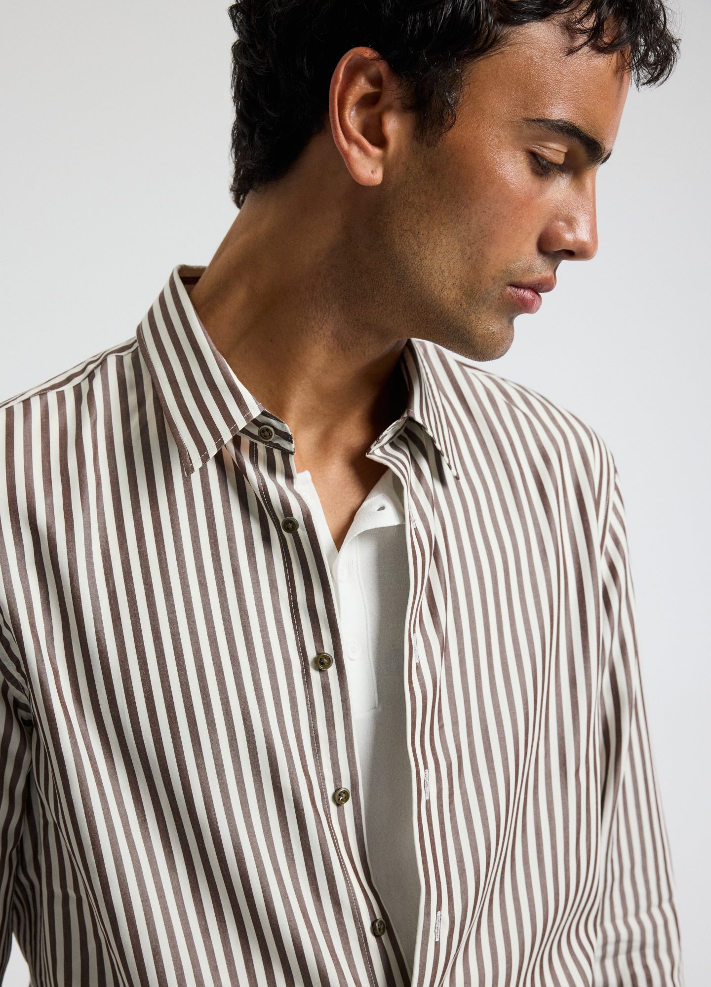 Fluid Stripe Shirt Chocolate