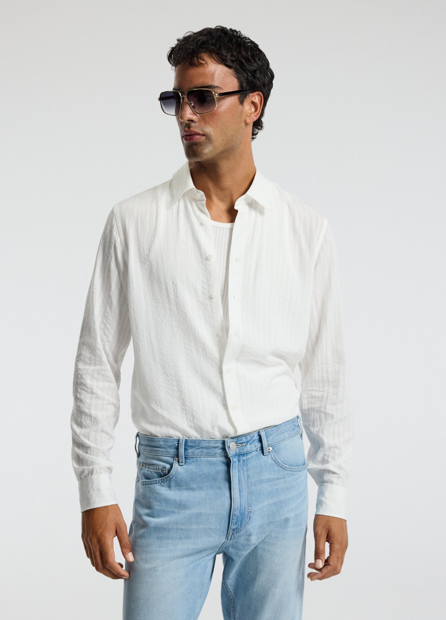 Seersucker Textured Shirt White
