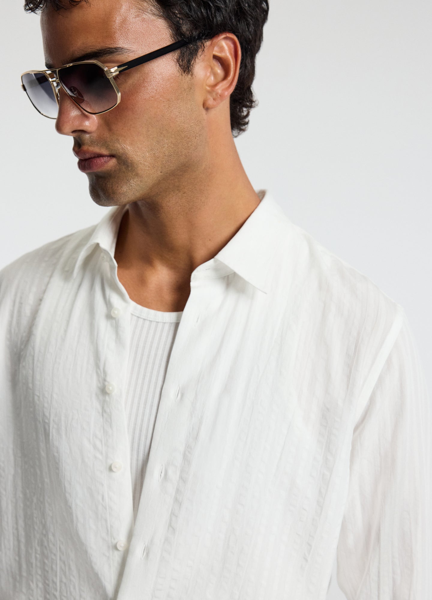 Seersucker Textured Shirt White