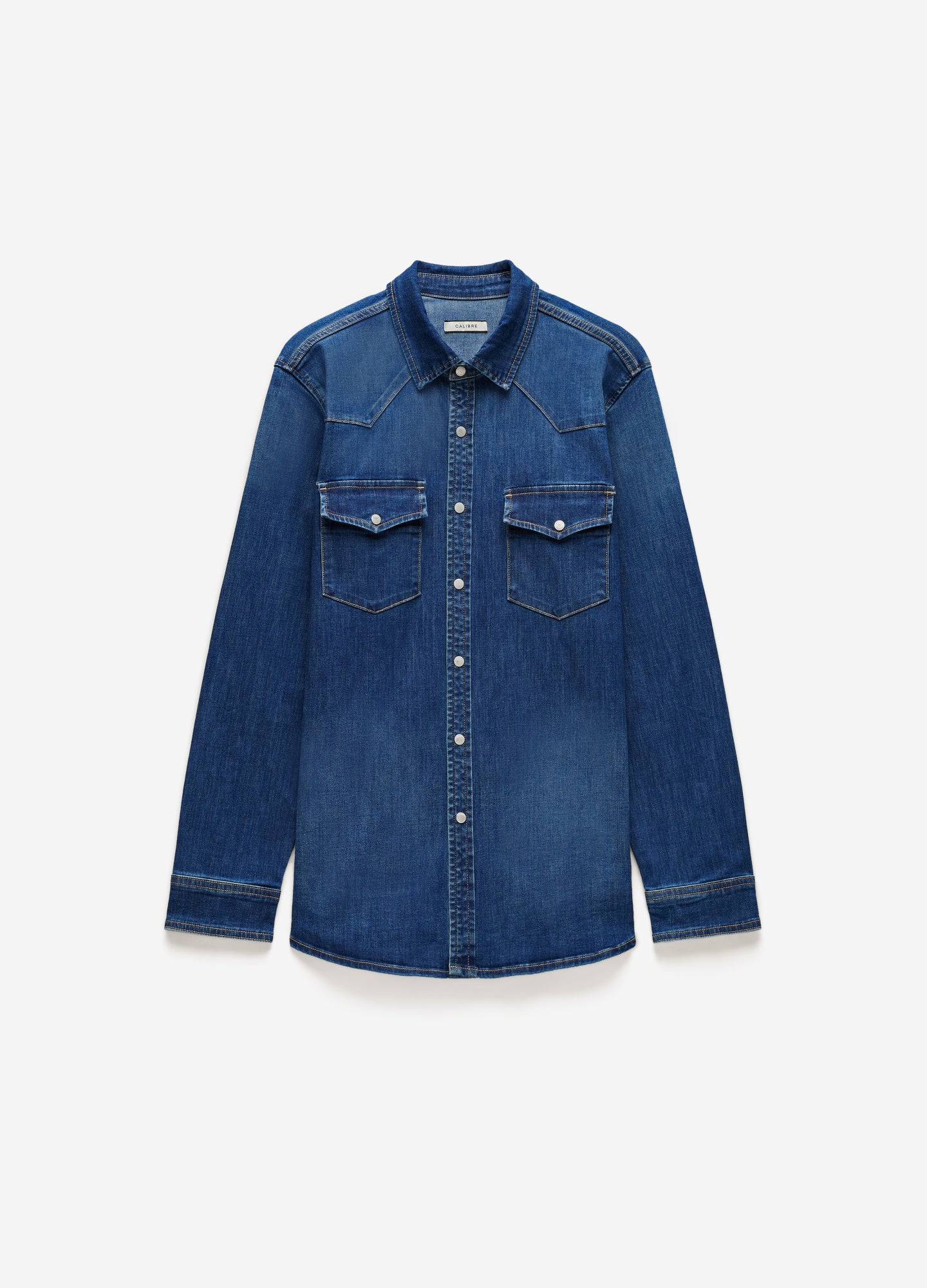 Tailored Denim Western Shirt Mid Blue