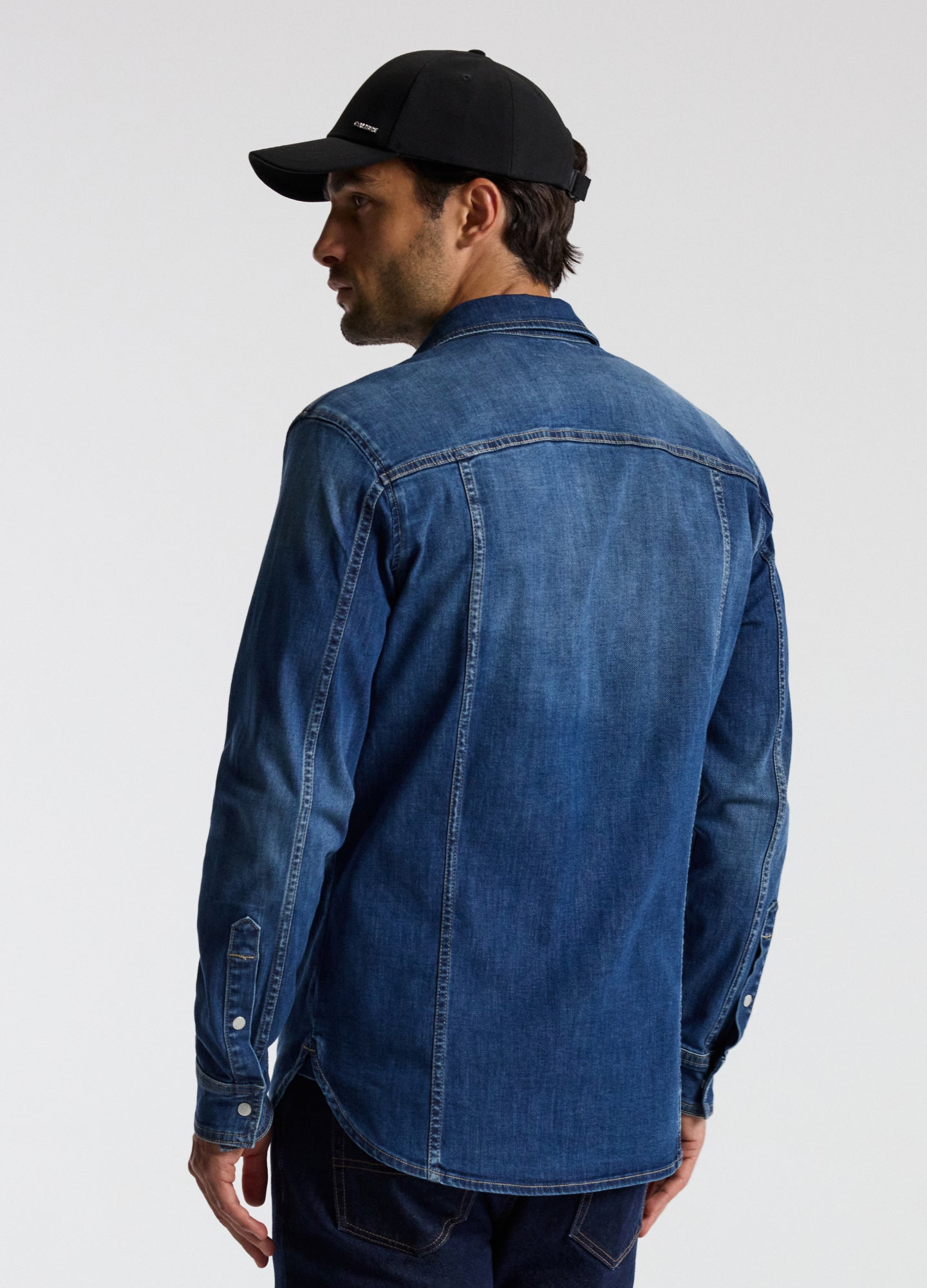 Tailored Denim Western Shirt Mid Blue