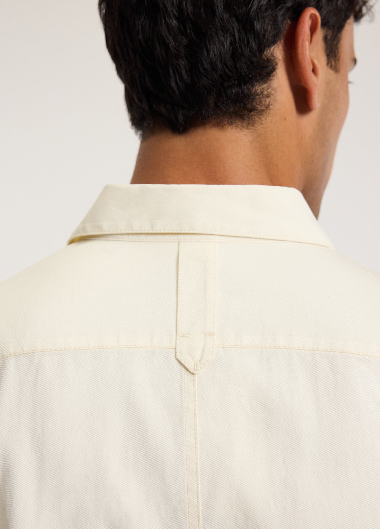 Relaxed Stitch Detail Overshirt Cream