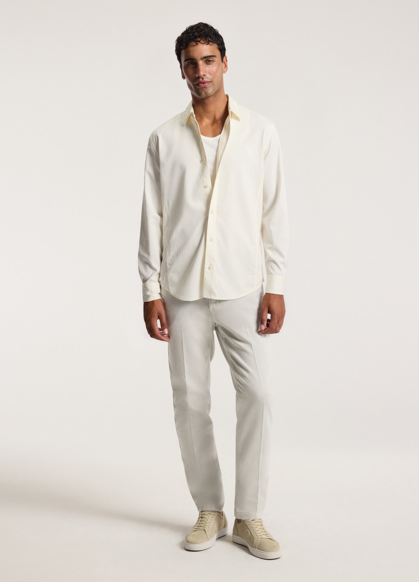 Relaxed Stitch Detail Overshirt Cream