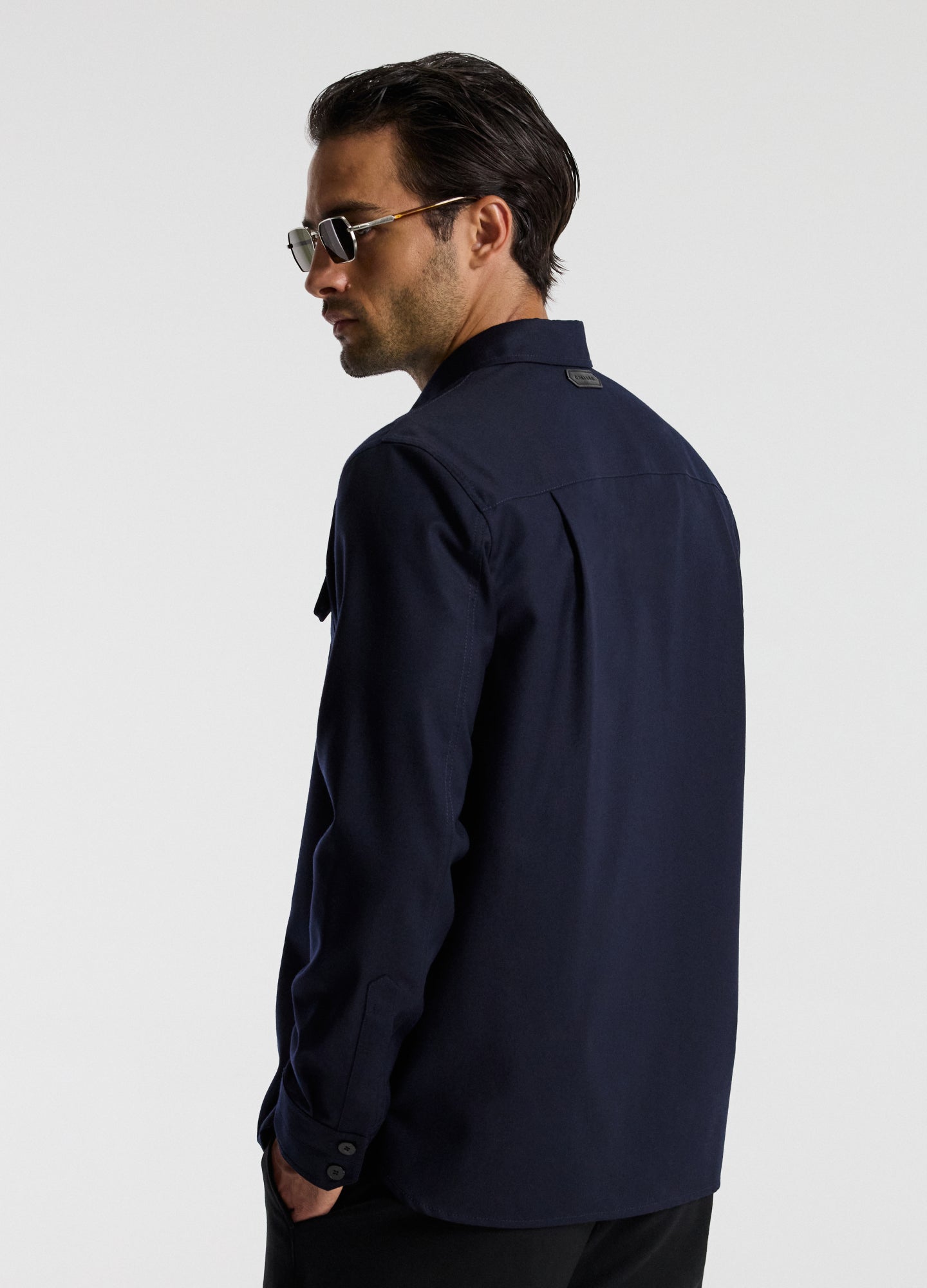 Slim Wool Flannel Shirt Navy