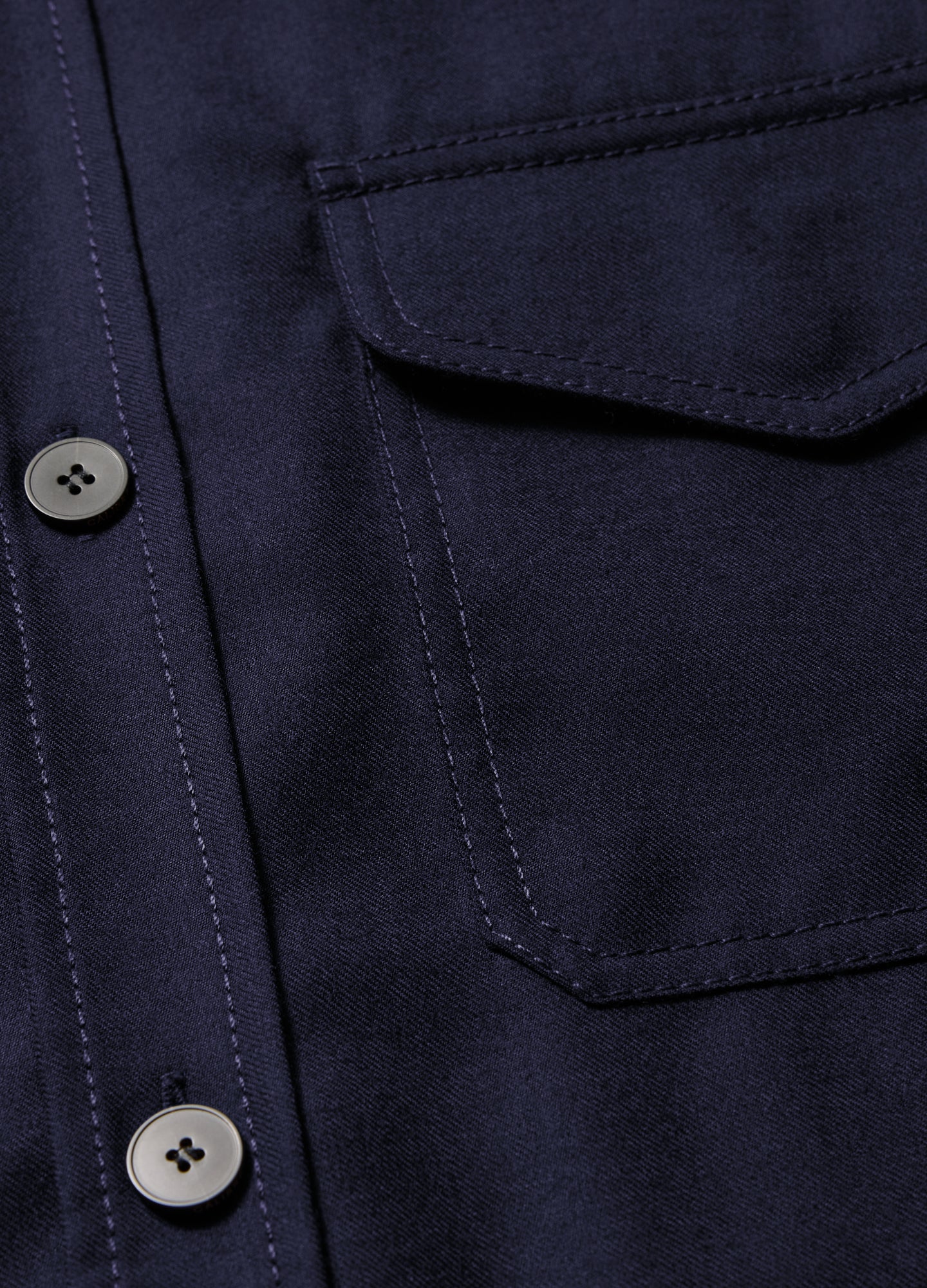 Slim Wool Flannel Shirt Navy