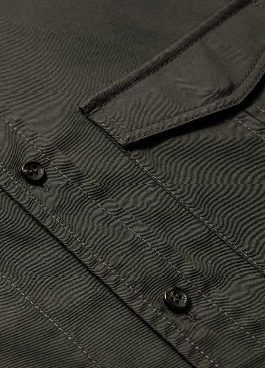 Slim Washed Pocketed Shirt Khaki