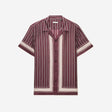 Stripe Scarf Print Short Sleeve Shirt Oxblood