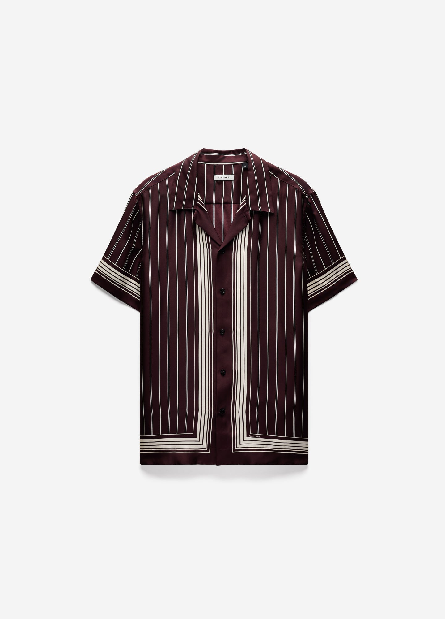 Stripe Scarf Print Short Sleeve Shirt Oxblood