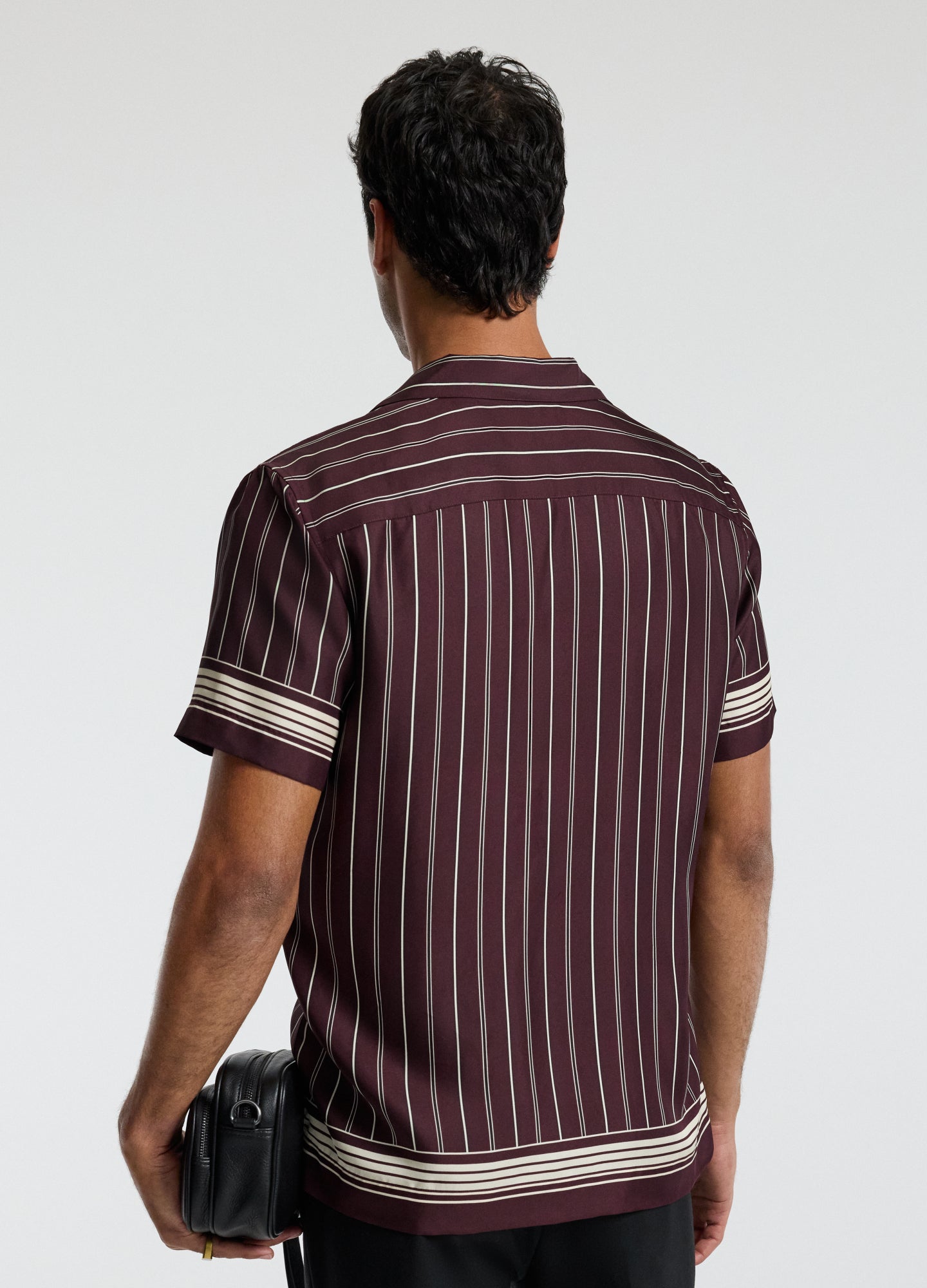 Stripe Scarf Print Short Sleeve Shirt Oxblood