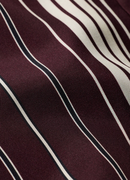 Stripe Scarf Print Short Sleeve Shirt Oxblood