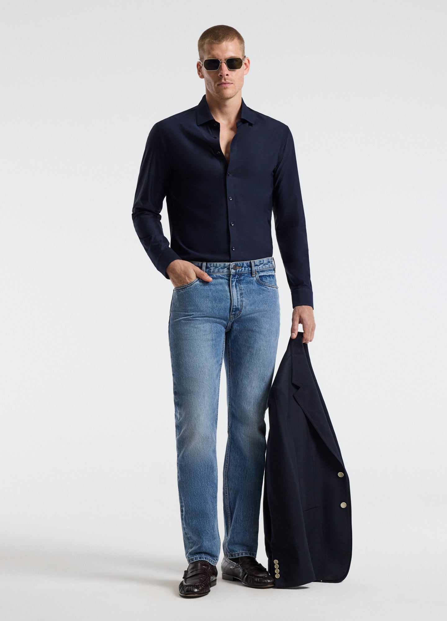 Precision Stretch Twill Shirt Navy