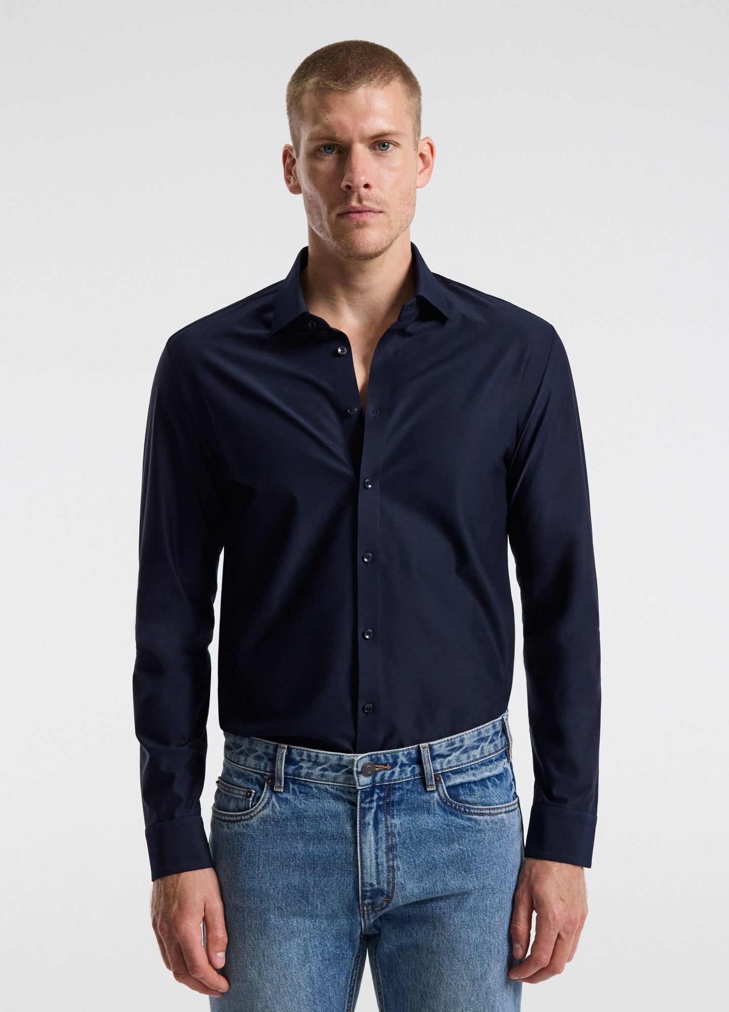 Precision Stretch Twill Shirt Navy