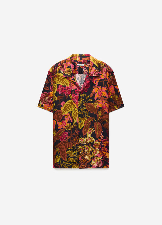Tropic Noir Camp Collar Shirt Rust