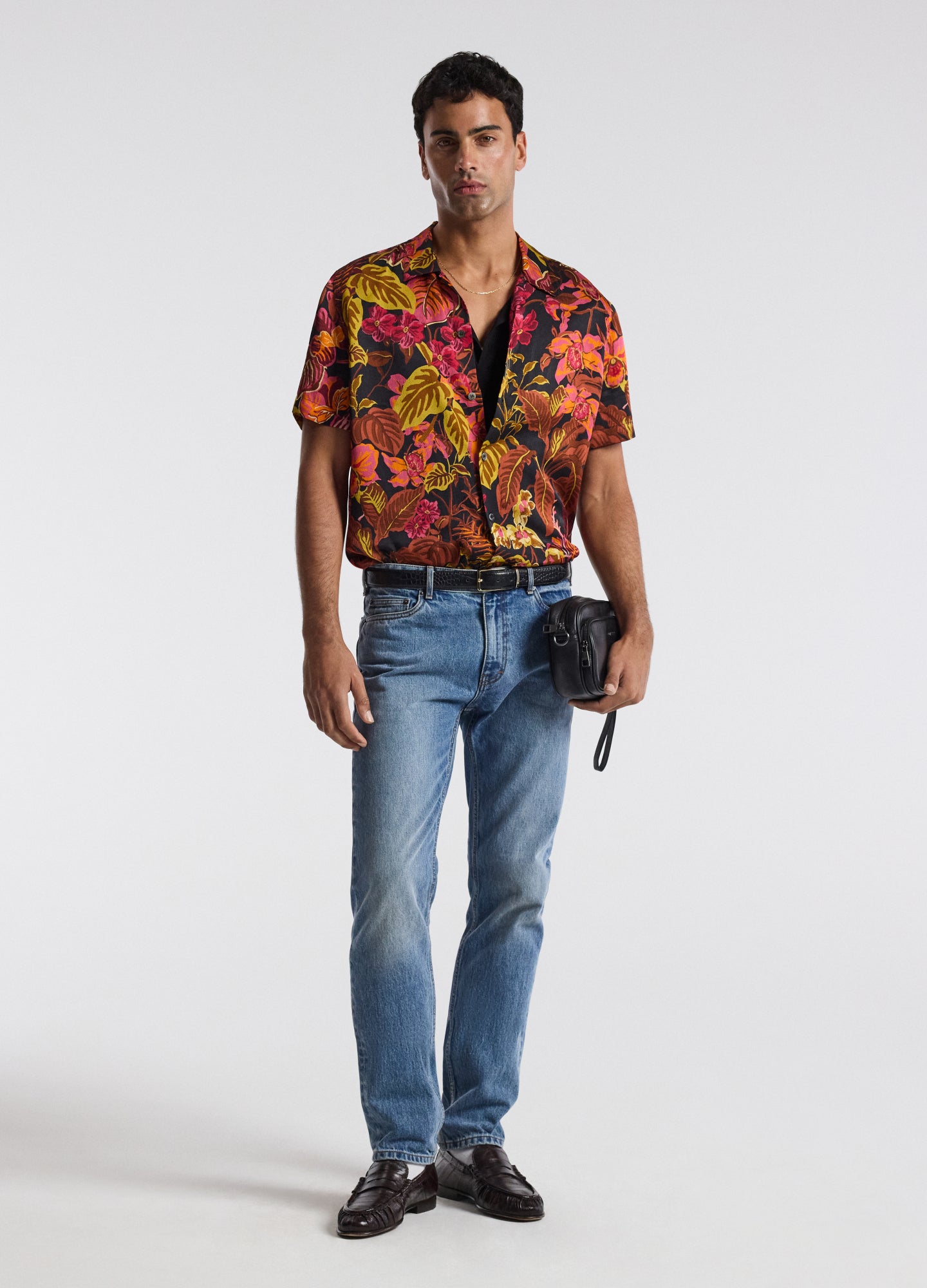 Tropic Noir Camp Collar Shirt Rust
