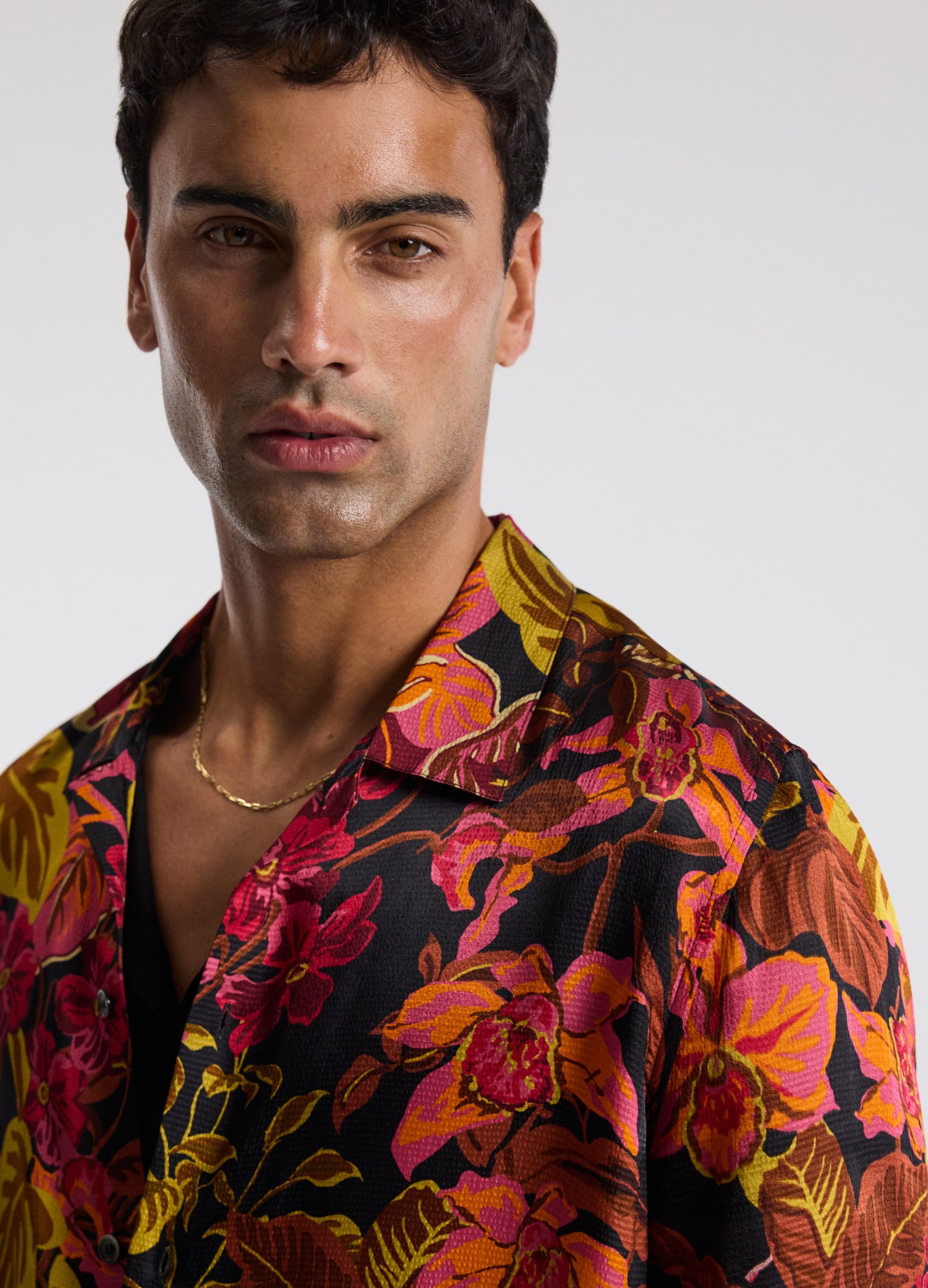 Tropic Noir Camp Collar Shirt Rust