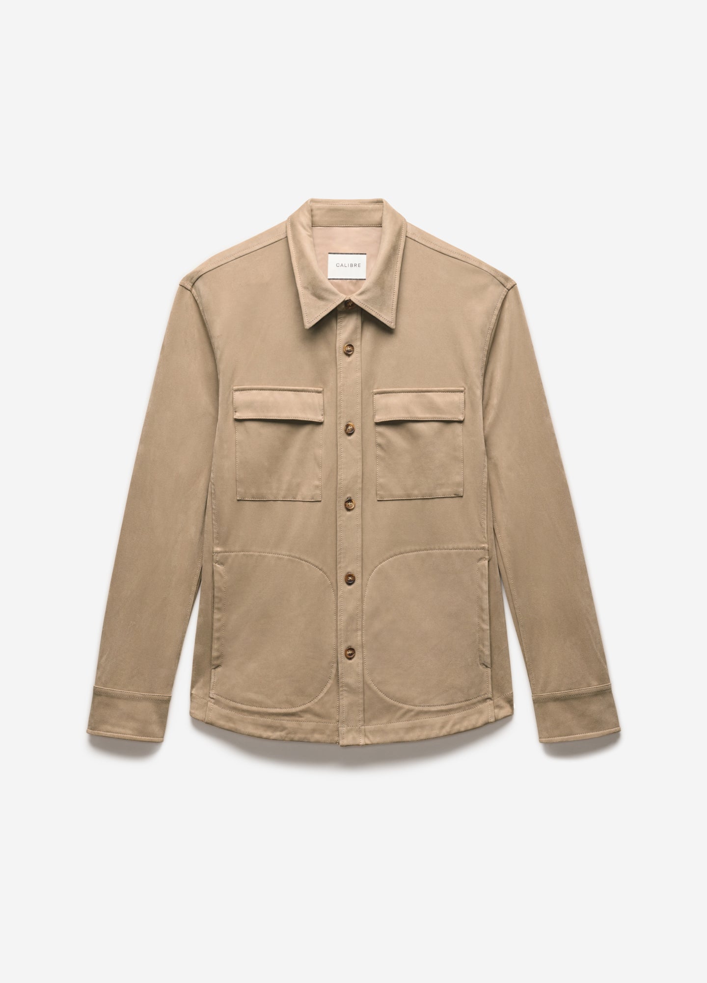 Relaxed Suede Look Shirt Jacket Tan