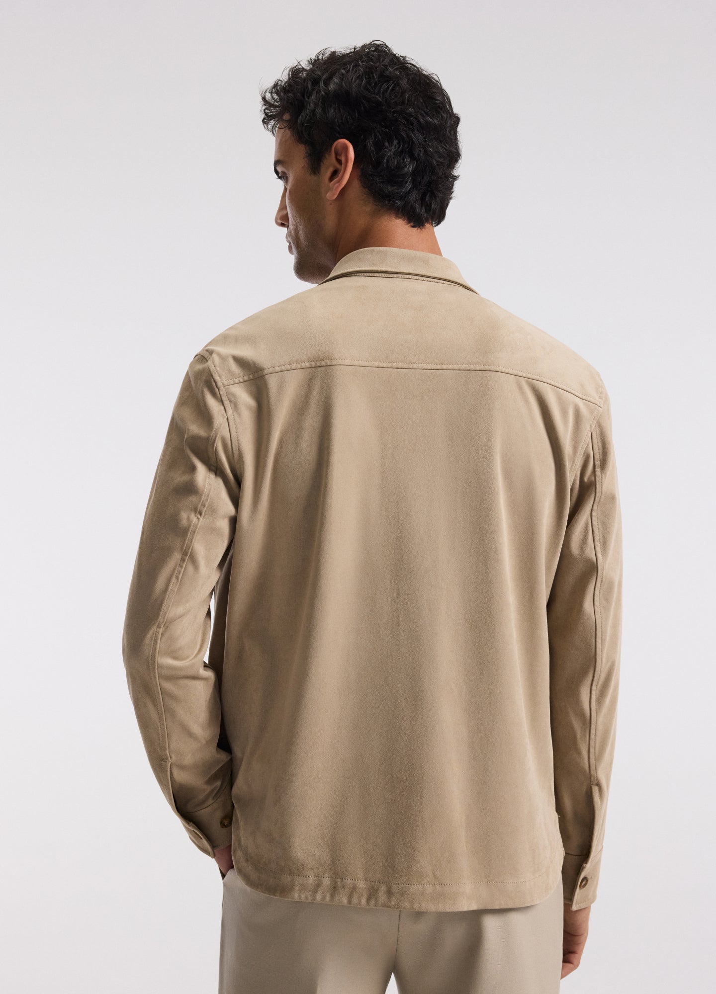 Relaxed Suede Look Shirt Jacket Tan