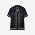 Monogram Scarf Silk Shirt Navy