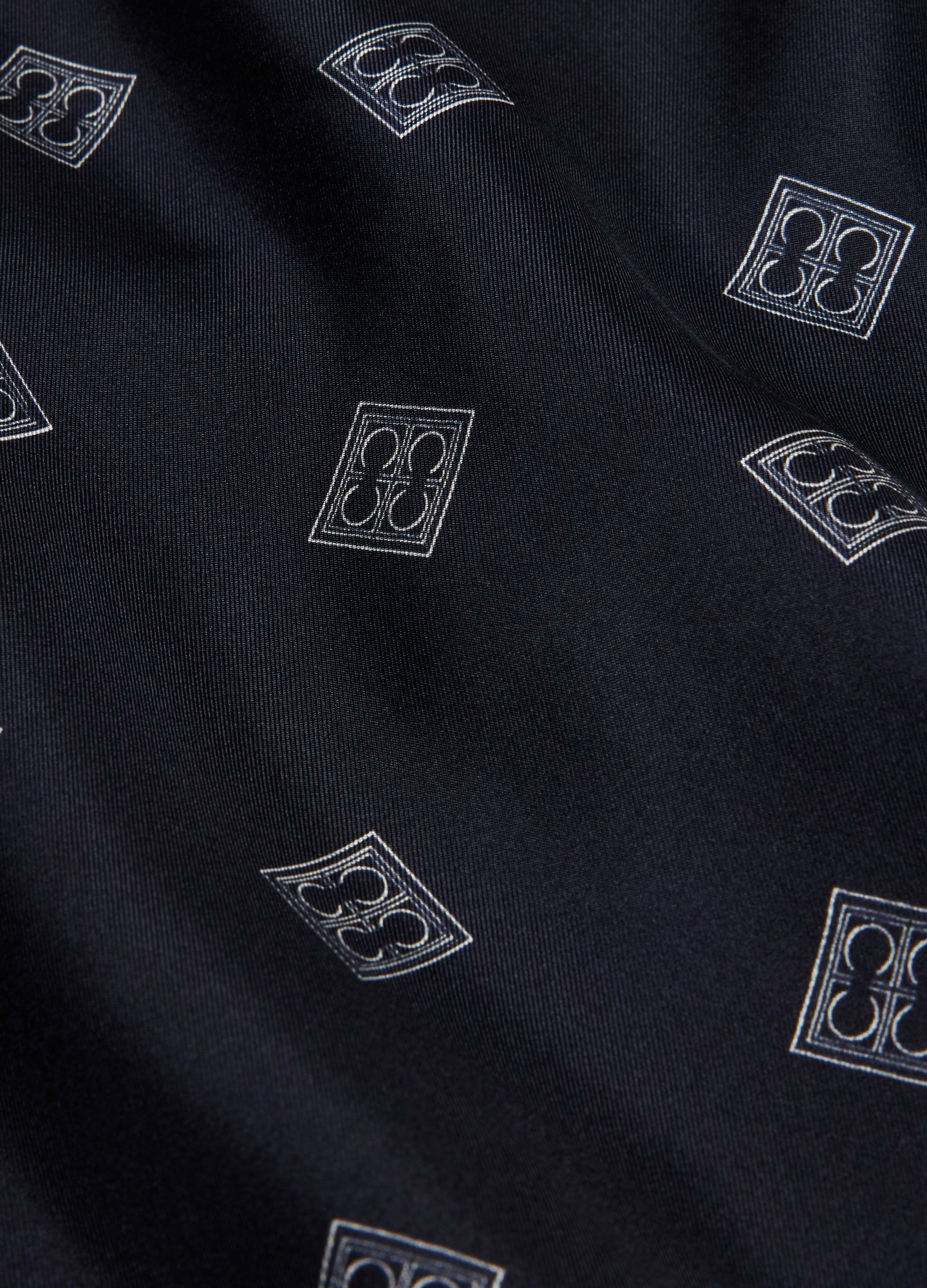 Monogram Scarf Silk Shirt Navy