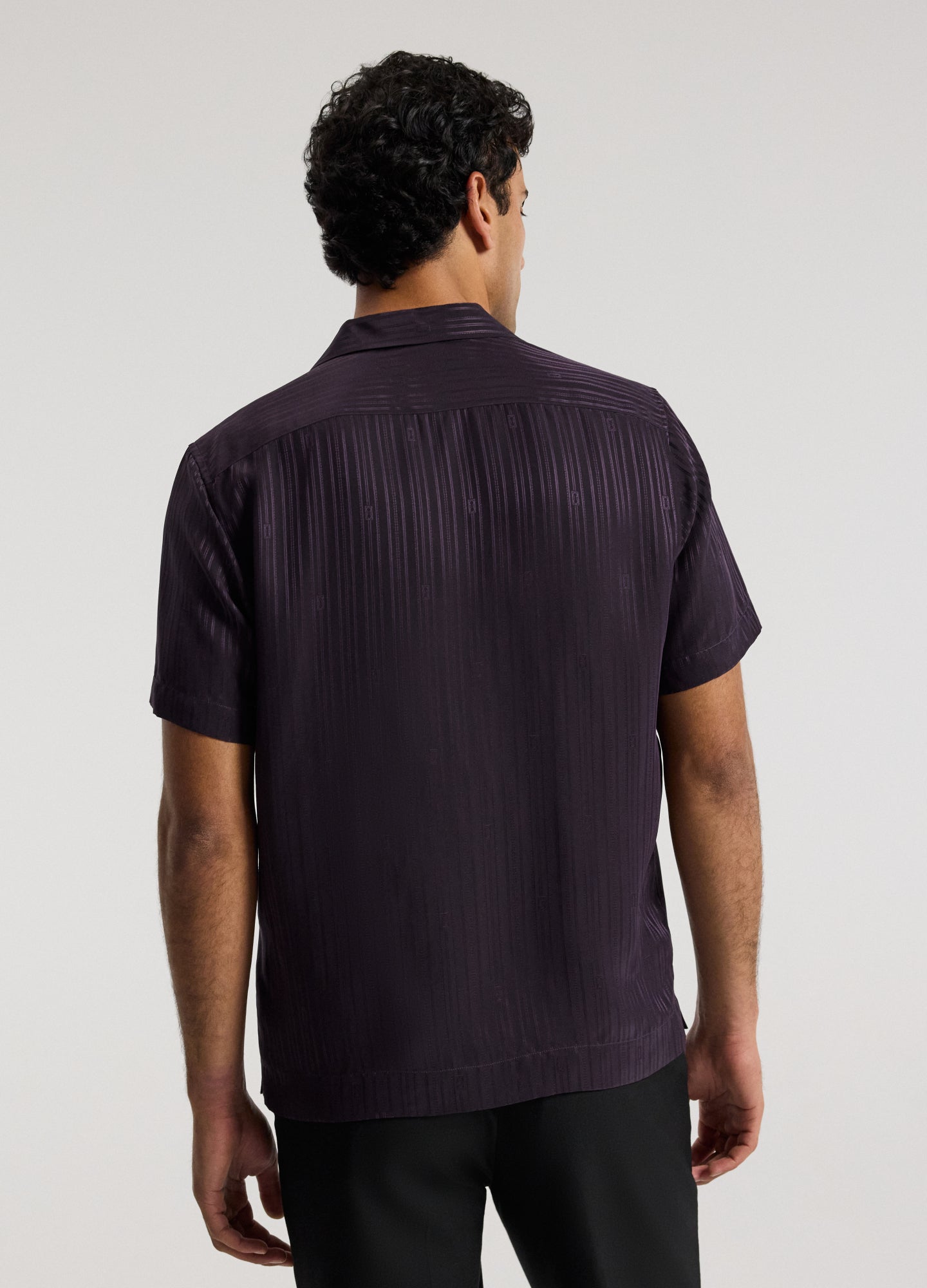 Camp Collar Jacquard Monogram Shirt Plum