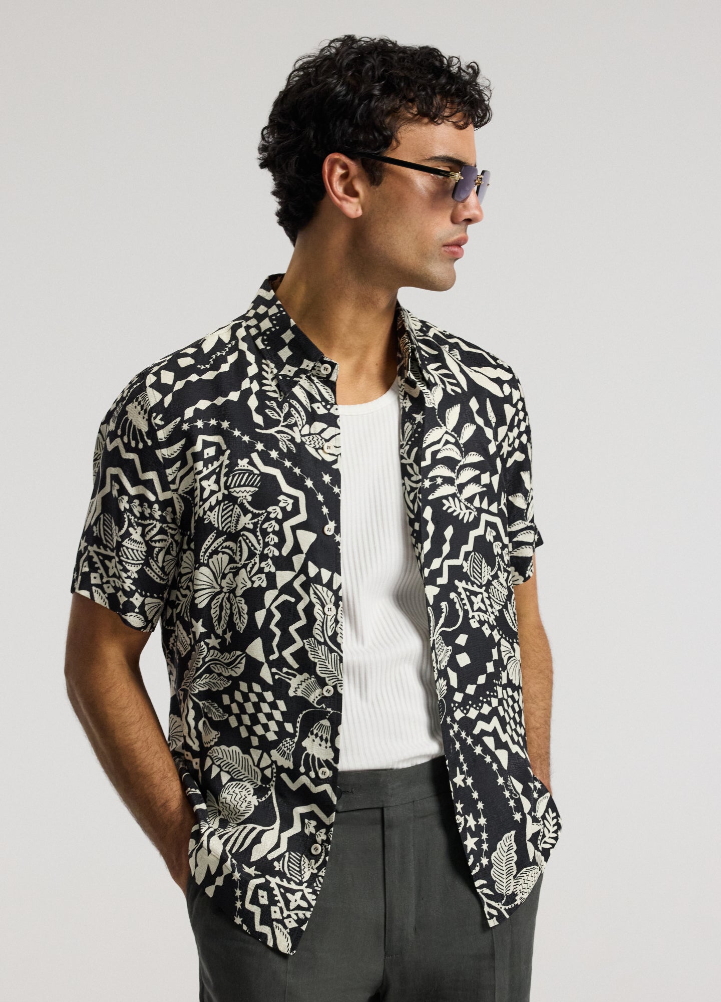 Relaxed Shadow Tapestry Shirt Black