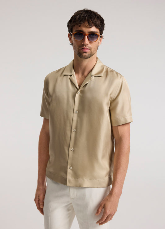 Camp Collar Silk Shirt Champagne