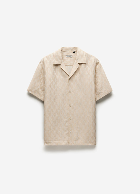 Camp Collar Arrow Jacquard Shirt Natural