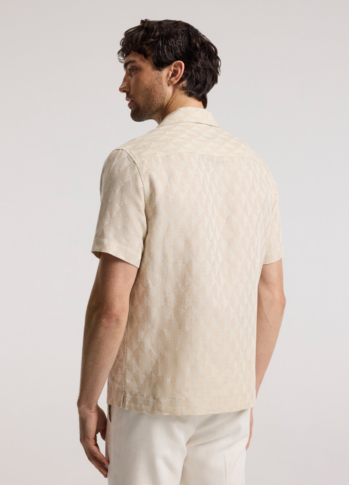 Camp Collar Arrow Jacquard Shirt Natural