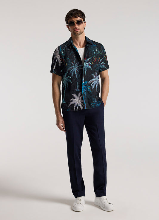 Relaxed Midnight Palms Short Sleeve Shirt Seafoam