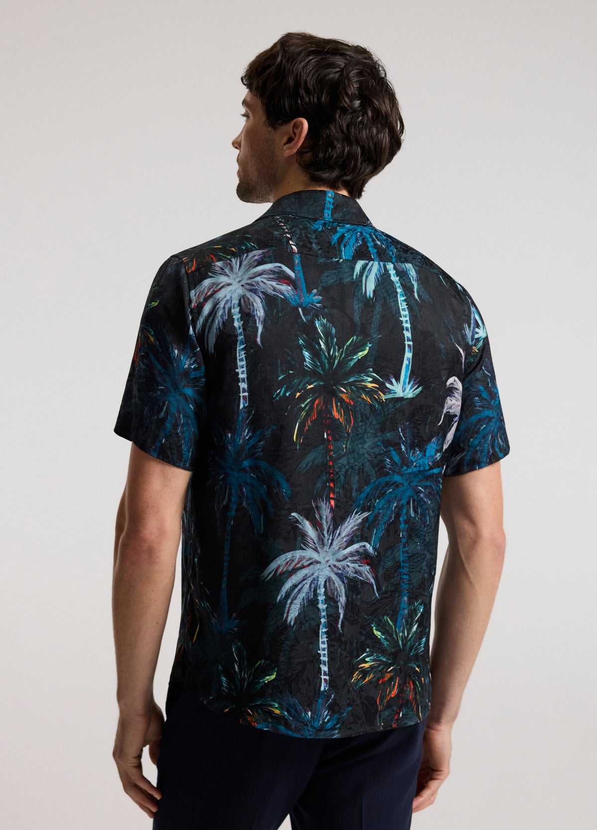 Relaxed Midnight Palms Short Sleeve Shirt Seafoam