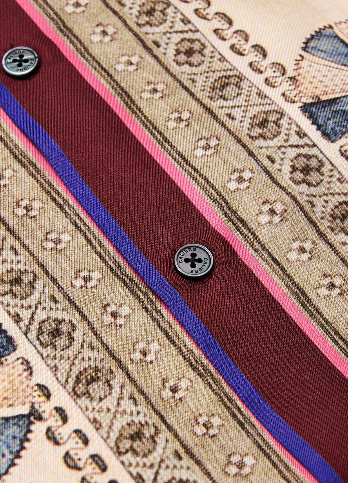 Camp Collar Mosaic Silk Shirt Sand