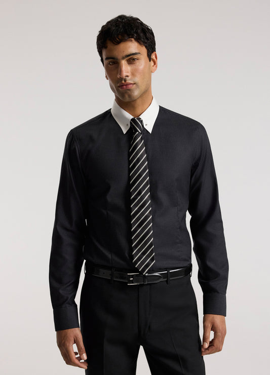 Tailored Collar Pin Shirt Black