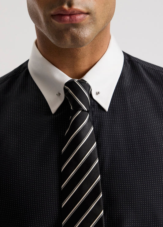 Tailored Collar Pin Shirt Black