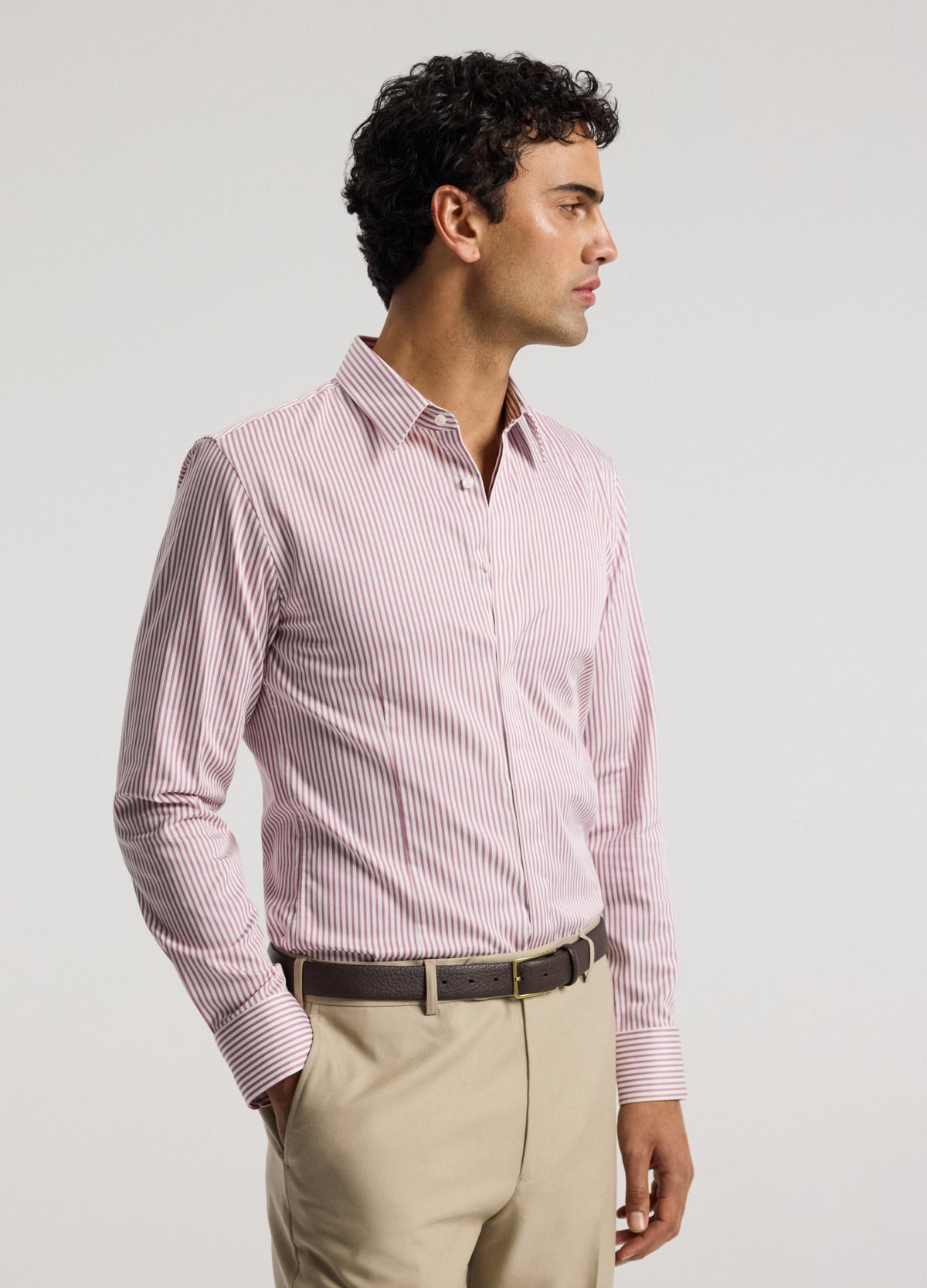 Stretch Sateen Stripe Shirt Pink