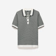 Textured Stripe Knit Polo Grey