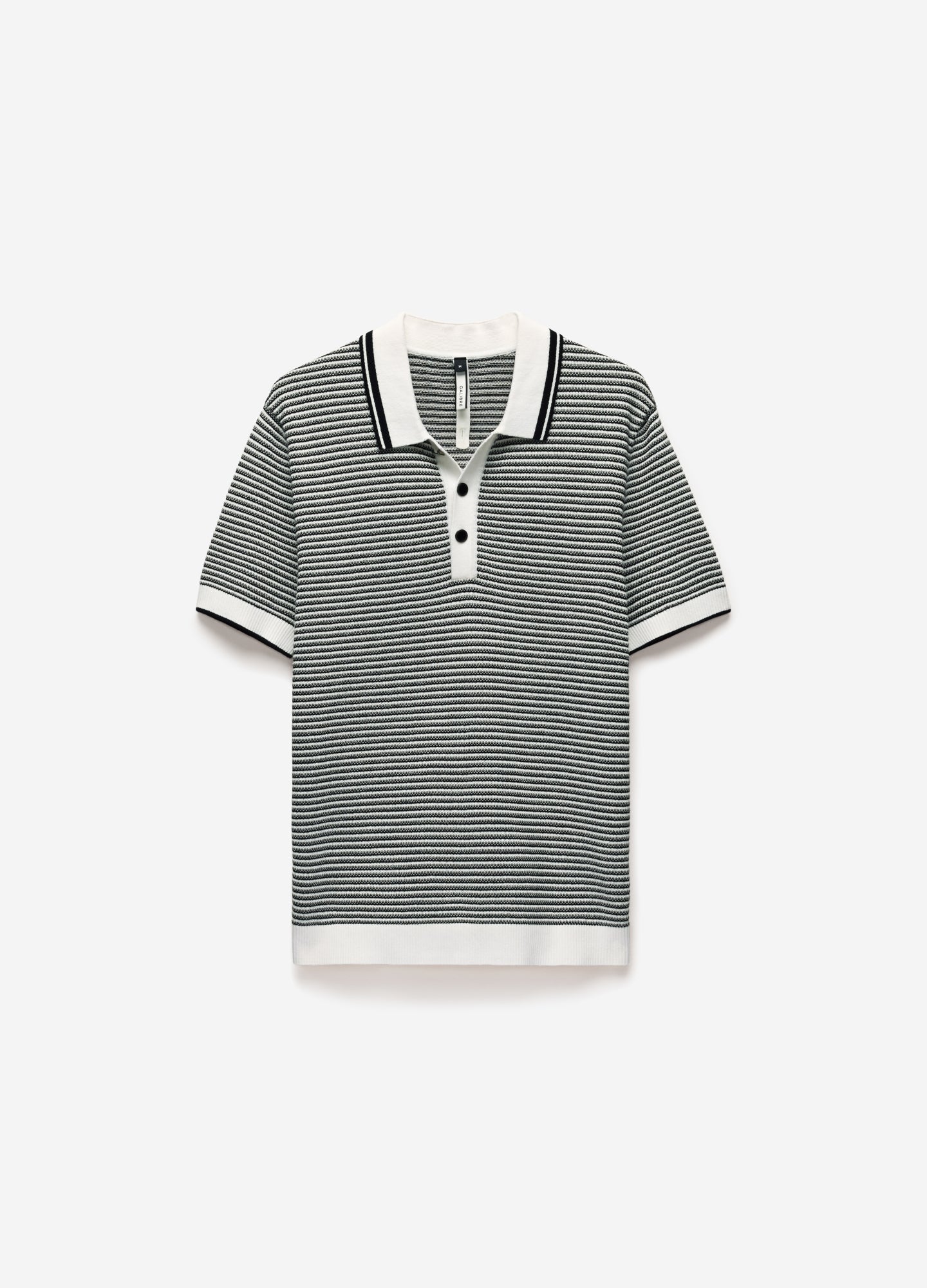 Textured Stripe Knit Polo Grey
