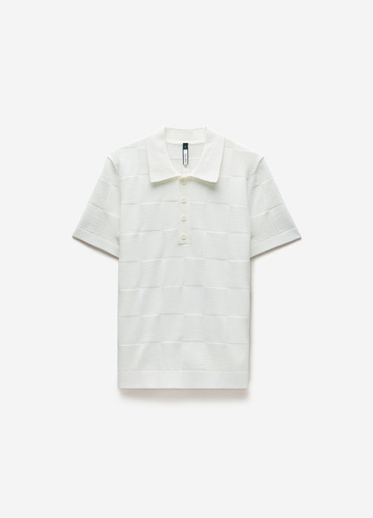 Grid Stitch Polo White