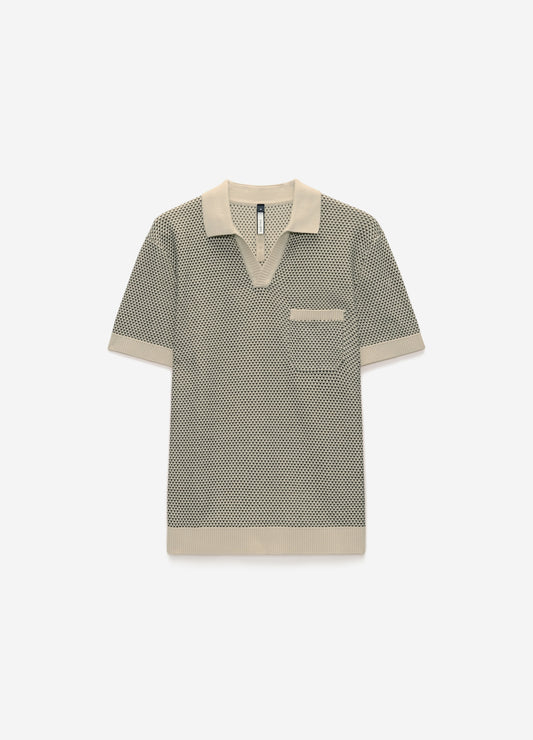 Textured Knit Polo Natural