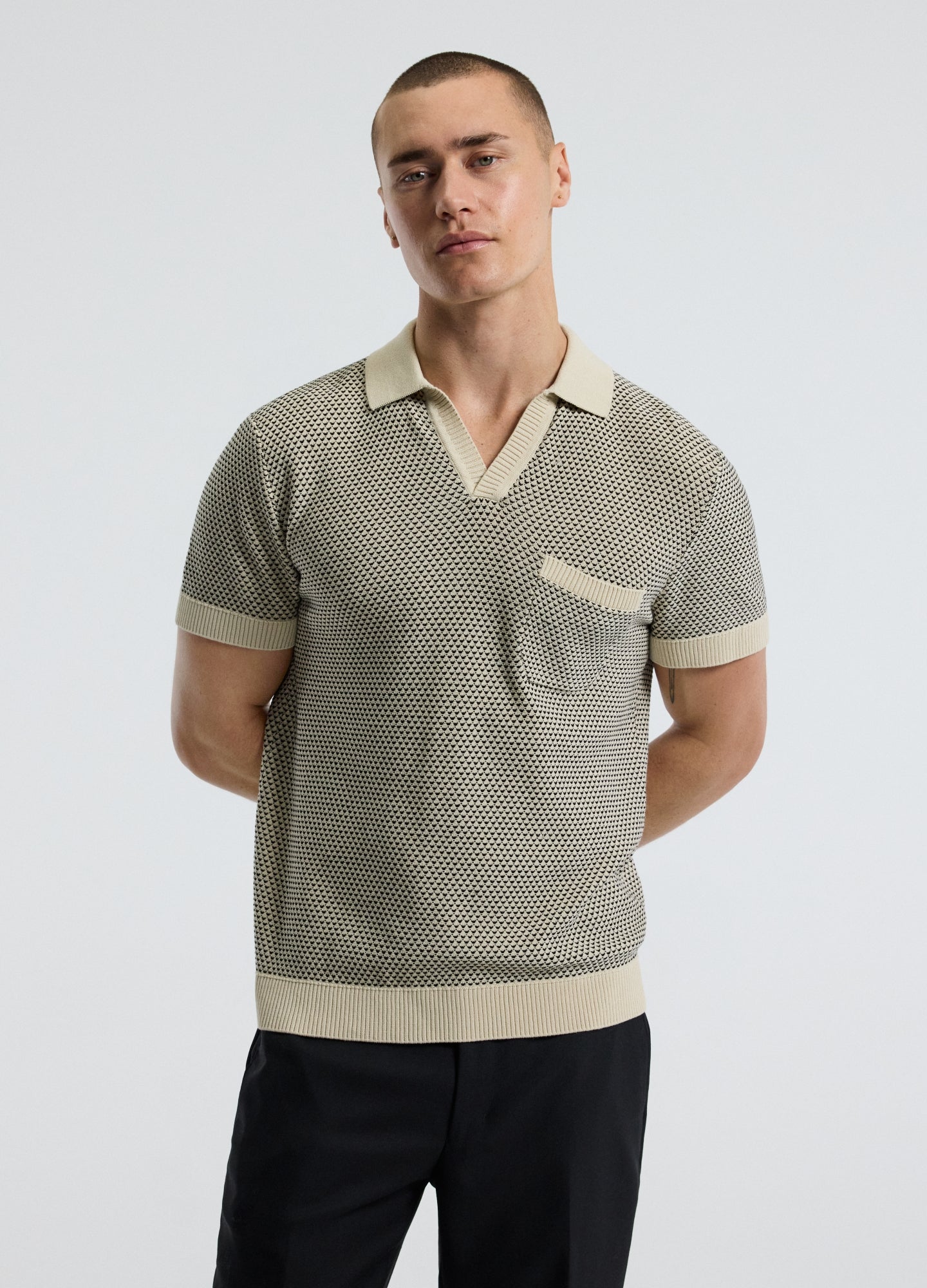 Textured Knit Polo Natural