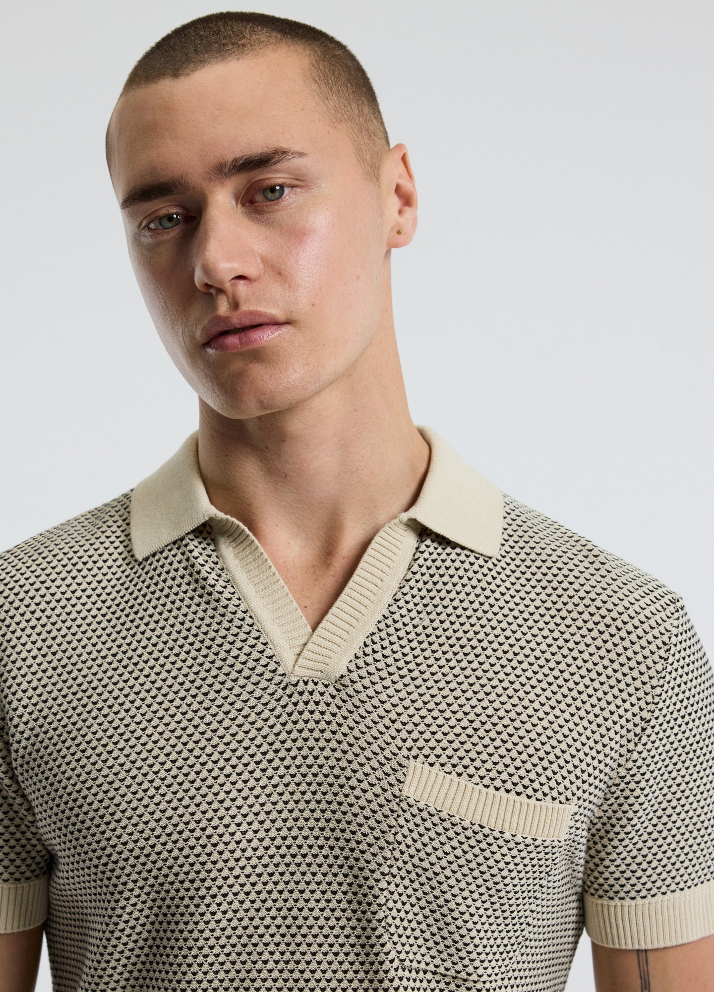 Textured Knit Polo Natural