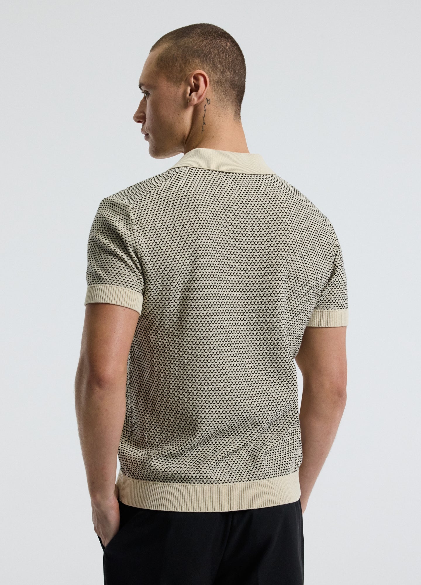 Textured Knit Polo Natural
