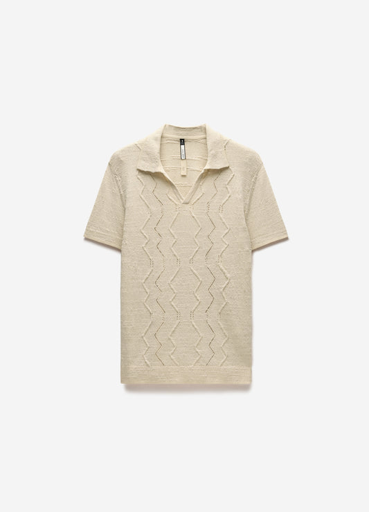 Bouclé Open Neck Polo Biscuit
