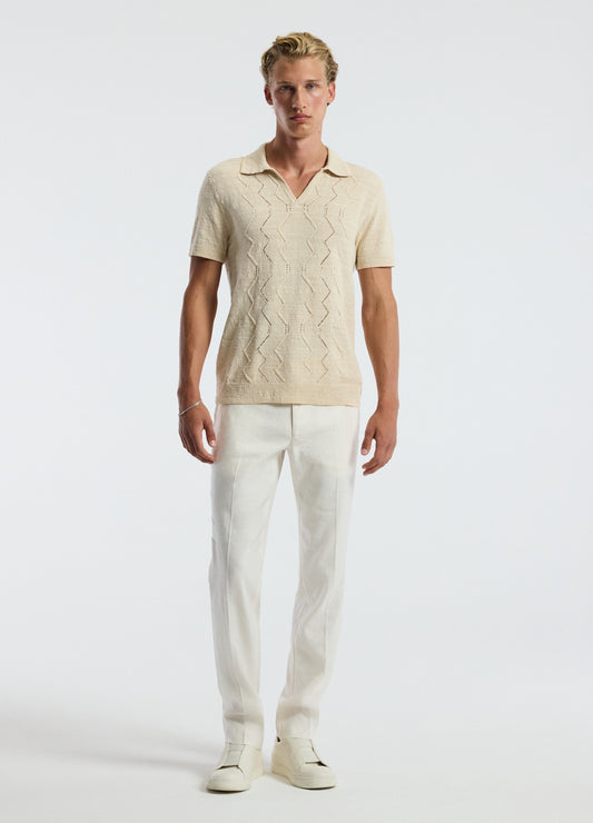 Bouclé Open Neck Polo Biscuit