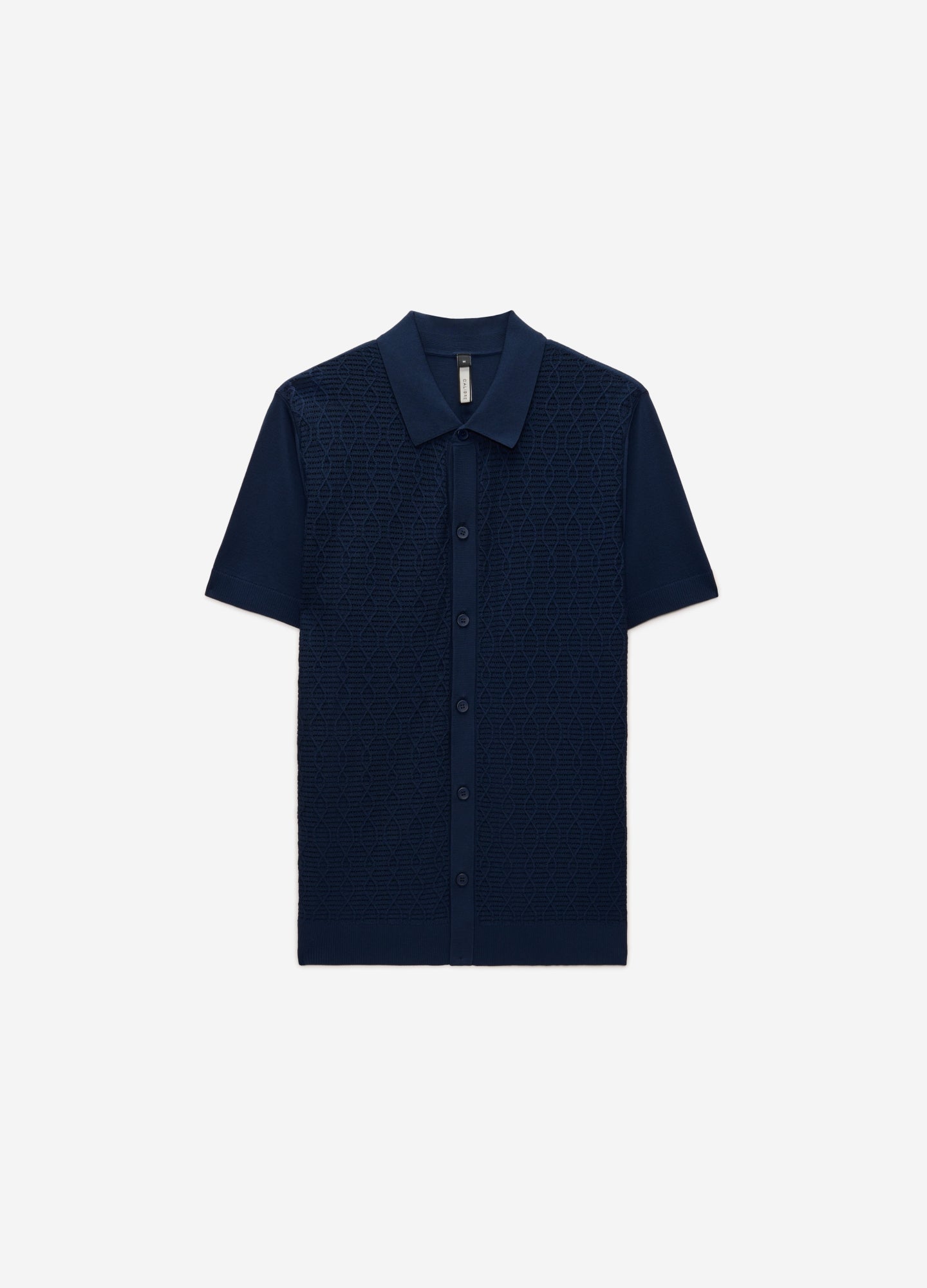 Cable Short Sleeve Knit Shirt Royal Blue