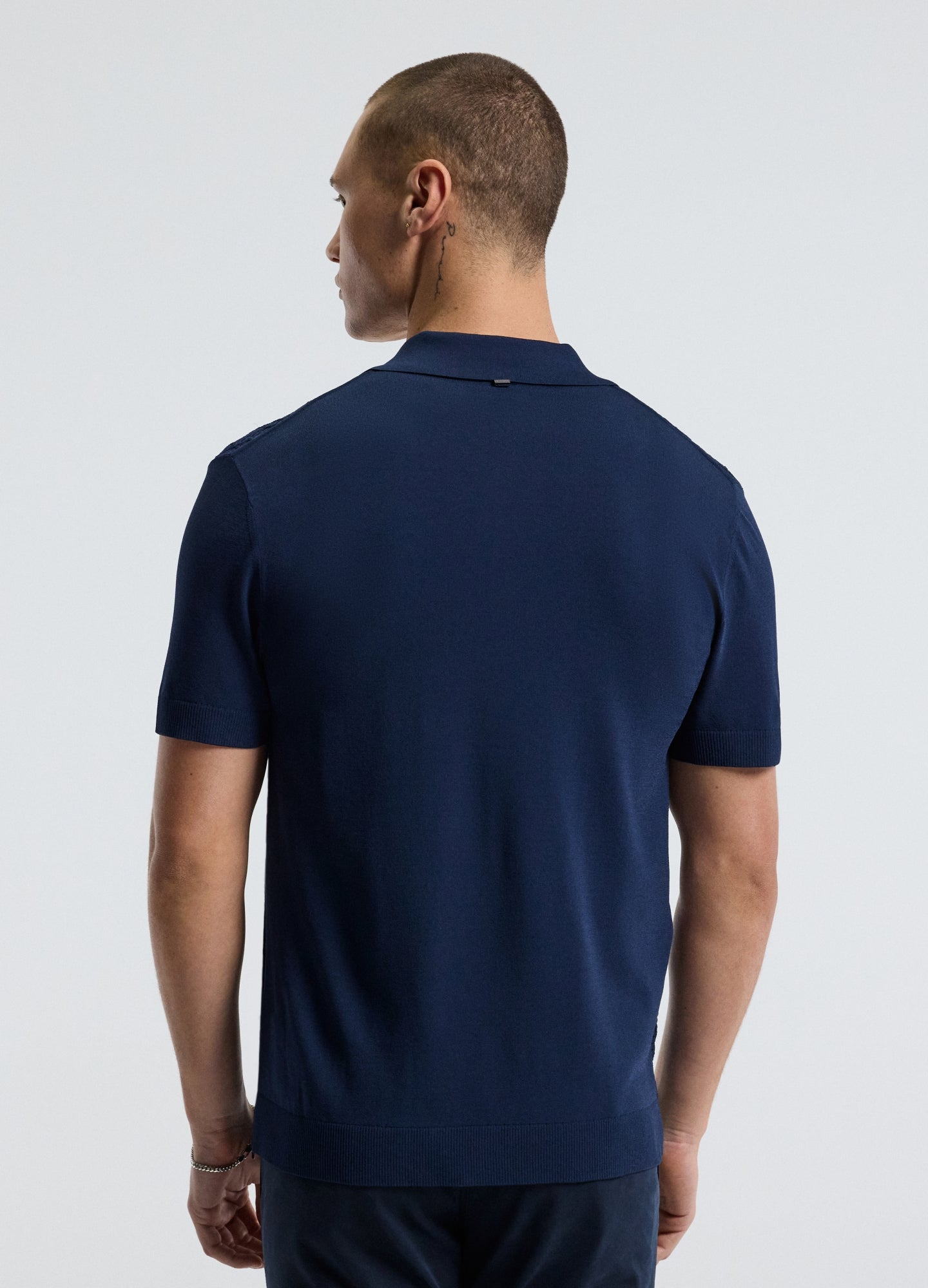 Cable Short Sleeve Knit Shirt Royal Blue