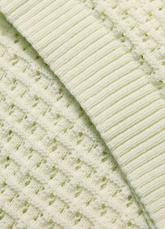 Textured Open Knit Polo Citron